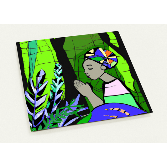 Meditation Woman with Colourful Angisa - Pack of 10 cards (2-sided, standard envelopes)