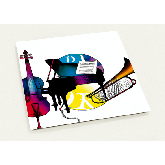 Triple with Trumpet, Piano, Cello - Pack of 10 cards (2-sided, standard envelopes)