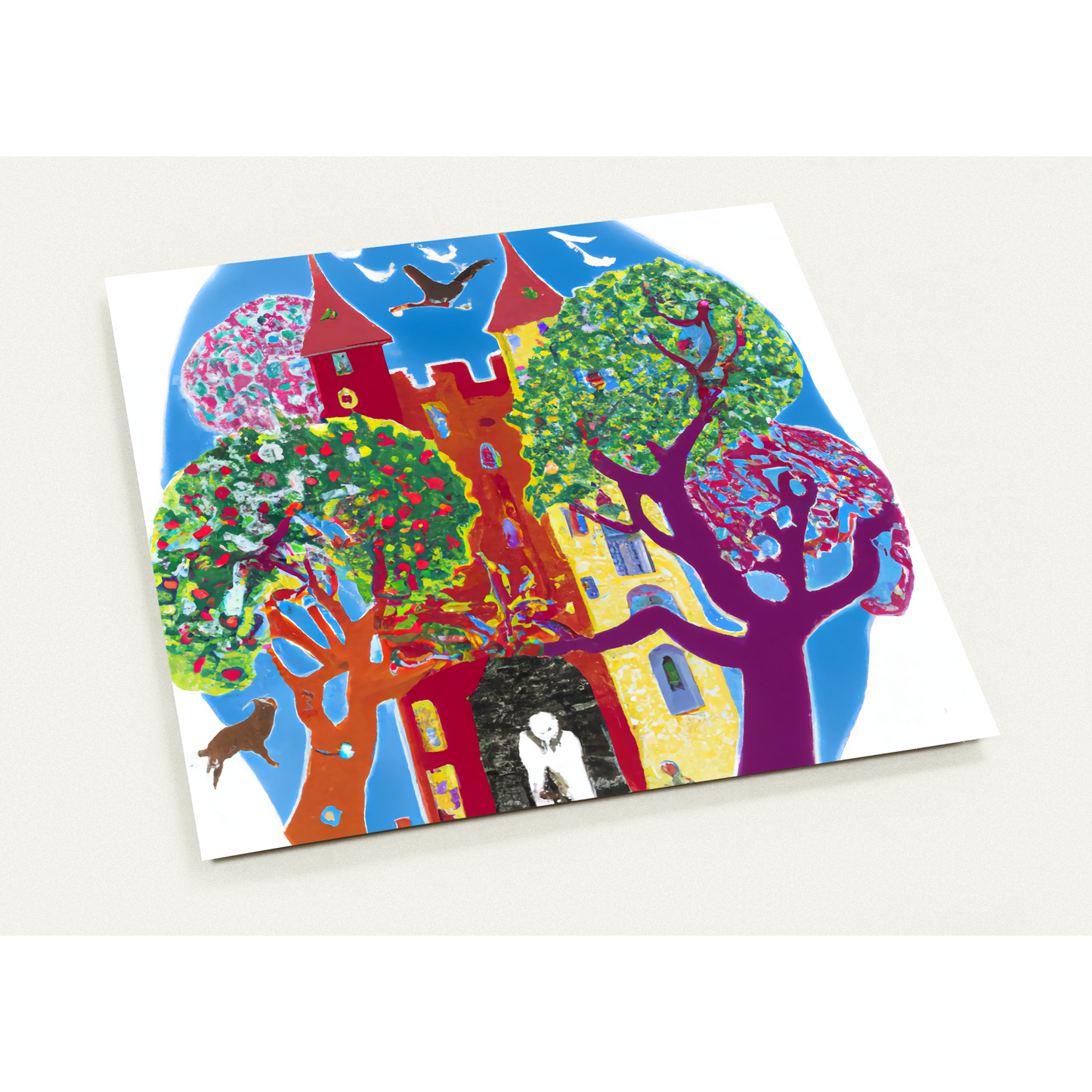 Trees, Birds, Cat, Castle - Pack of 10 cards (2-sided, standard envelopes)
