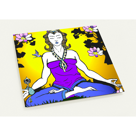 Meditation Woman in Golden Light - Pack of 10 cards (2-sided, standard envelopes)
